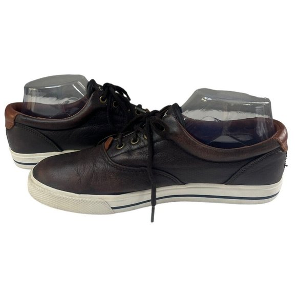 Polo Ralph Lauren Boys 7 Vaughn Brown Sneaker Leather Lace Up Round Toe Preppy - Picture 6 of 10